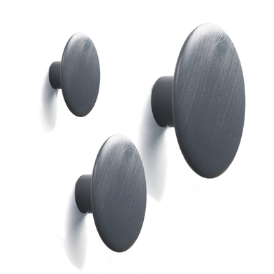 Dots Coat Hook | Charcoal Grey | Hat Jacket Round Wooden Wall Cloth Hanger