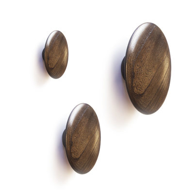 Dots Coat Hook | Walnut | Hat Jacket Round Wooden Wall Mount Cloth Hanger