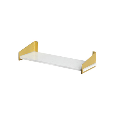 Floating Wall Shelf | Triangle Brass Holder | White Marble Panel  