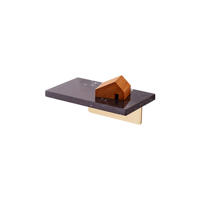 Floating Wall Shelf | Floating Rack | Brass Gold With Black Marble Panel 