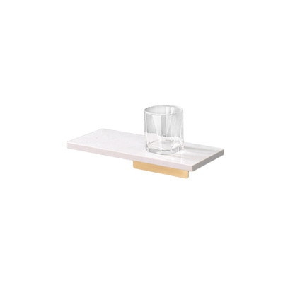 Floating Wall Shelf | Floating Rack | Brass Gold With White Marble Panel 