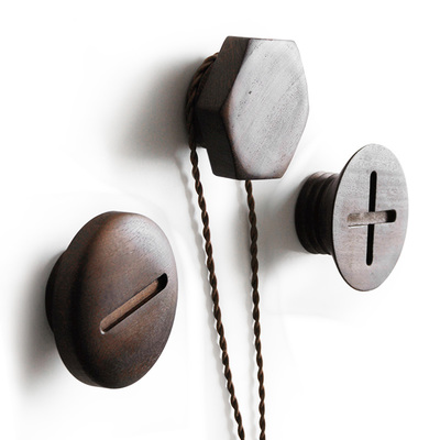 Screw In Button Hanger Minimalist 3 Pieces Set Wooden Aluminium Hooks Wall Decor