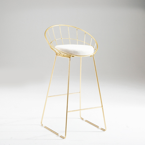 Nordic Kylie Bar Stool Washable Cushion Shimmer Metallic Gold Frame